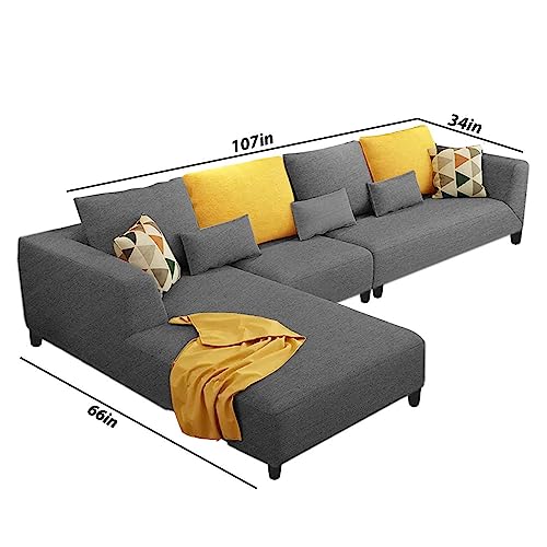 Image of Galib LHS 6 Seater L Shape Sofa Set for Living Room (Dark Grey Fabric)
