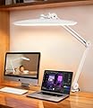 Jozlix Led Desk Lamp with Clamp, Eye Caring Architect Desk Light for Home Office, Dual Screen Computer Monitor Gooseneck Adjustable Arm 20" LED Lamp, Stepless Dimming, for Reading, Study, Workbench