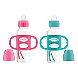 Dr. Brown's Milestones Transition Sippy Bottle with Silicone Handles - Pink/Turquoise - 8oz - 2pk -...