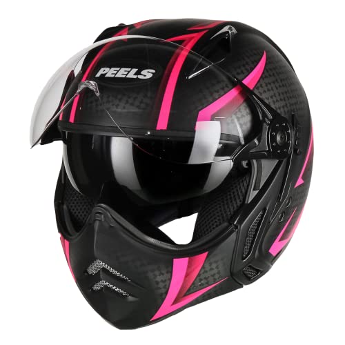 Capacete Aberto Moto Peels Mirage Storm Preto Fosco com Rosa 56