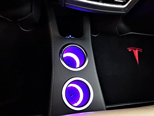 Portavasos trasero con LED para Tesla Model S azul miniatura 2