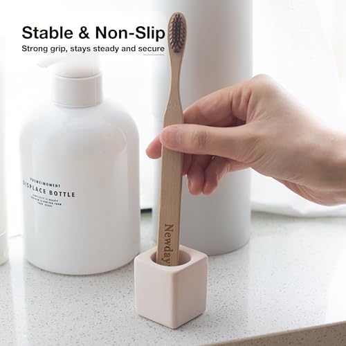 AirMoon Mini Square Diatomite Toothbrush Holder for Bathroom Sink or Vanity Top – White Small Countertop Organizer Toothbrush Stand for Dorm, Small Apartment, Guest Bathroom, Pack of 2 by Airmoon - Used condition - Image 2