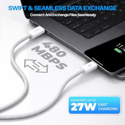 Image of Amkette MOZEN Certified 27W lightning cable iphone, 480Mbps Data Sync, Premium Braided Build, ABS Connector, (MFi-Standard & BIS Certified), Compatible with iPhone 5-14 & iPad lighting cable iphone
