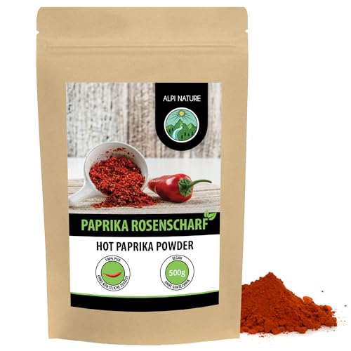 Alpi Nature Paprika rosenscharf 500g, Paprika Pulver scharf, Paprikapulver gemahlen zum Kochen