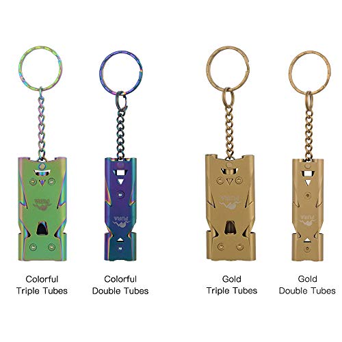 Apito, Andoer 2 PCS Camping Survival Whistle com Talabarte de aço inoxidável Apito de emergência Tub