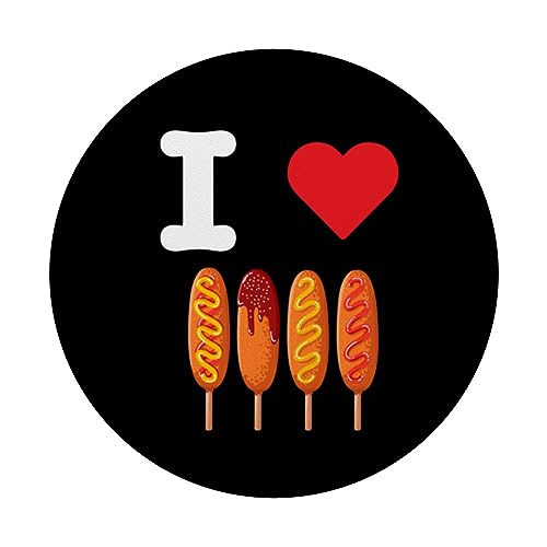 I Love Corndogs American Korean Corn Meal Wrapped Hotdog PopSockets Swappable PopGrip, Black - Image 3