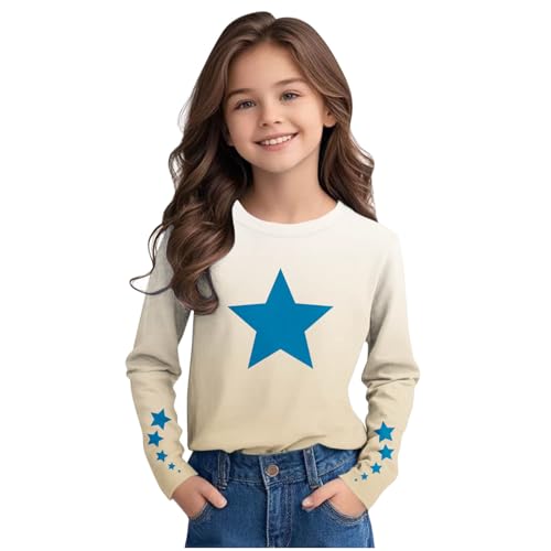 Girls Star Print Shirts Long Sleeve T-Shirts Gradient Graphic Tees Tops Fall Casual Cotton Tshirts3