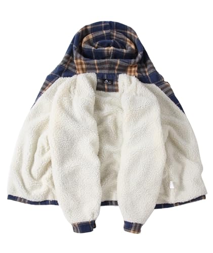 Image of ZITY Men's Flannel Hooded Jacket Fleece Sherpa Lined Plaid Shirts Jackets Zip Up Sweatshirt Hoodies for Men with 4 Pockets