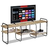 VECELO TV Stands for 65 Inch,Entertainment Center/Media Console Table with Adjustable Storage Shelves for Living Room/Bedroom,Grey