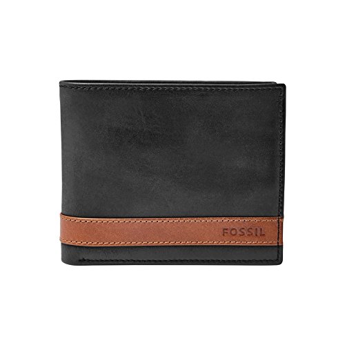 Fossil Brieftasche für Herren Quinn, 100% Leder Bifold schwarz 11,4 cm L x...