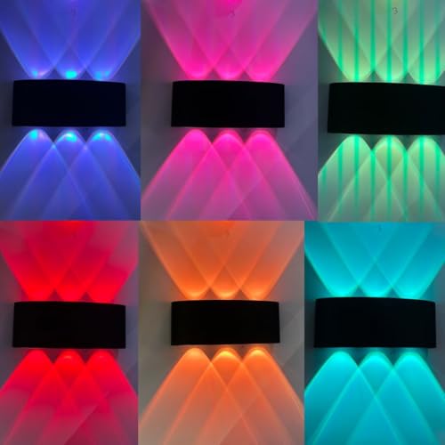 Image of 2 Way Wall Light,Automatic Color Changing, Multicolor Light| Waterproof Lamp| 3+3 | RGB Light| Outdoor Lights for Balcony,Garden,Elevation|Up Down Wall Light| Pack of 1