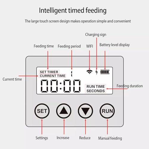 Mangiatoia automatica per pesci da 6 litri con display LCD, design impermeabile, spray a 3 velocità, 6 modalità di temporizzazione per stagni e acquari, adatta per pellet da 3-10 mm