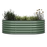 blumfeldt High Grow Extended Hochbeet - Ergonomisches 300-l-Hochbeet aus Rostfreiem Galvalume-Stahl, 150 x 60 x 43 cm, Halbrundes Design für Garten und Terrasse, Rückenschonend und Wetterfest