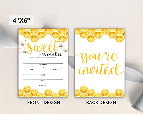Geuro Baby Shower Invitations, Sweet bee Fill In Invites Cards wih Envelopes, Set of 25.