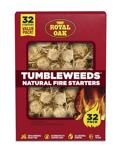 Royal Oak Tumbleweeds All Natural Fire Starter Charcoal Firestarter for Grilling BBQ Wood Stoves Campfires No Odor and Water Resistant 32 Count