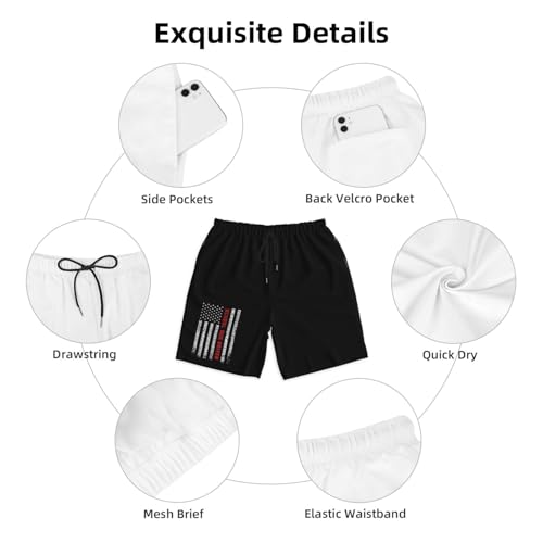 School Bus Driver USA Flag Men's Quick-Dry Board Shorts 7" - Swim Trunks Summer Hawaii Beach4