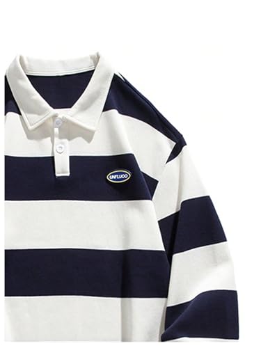 SOLY HUX Men's Striped Print Sweatshirts Long Sleeve Collared Preppy Shirts Half Placket Tops Fall Outfits3