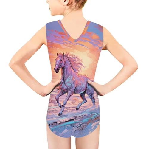Image of Fashion Print One-Piece Swimsuits for Girls,Soft Stretchy One Piece Bathing Suit Quick Dry Beach Swimwear 5-14 Years