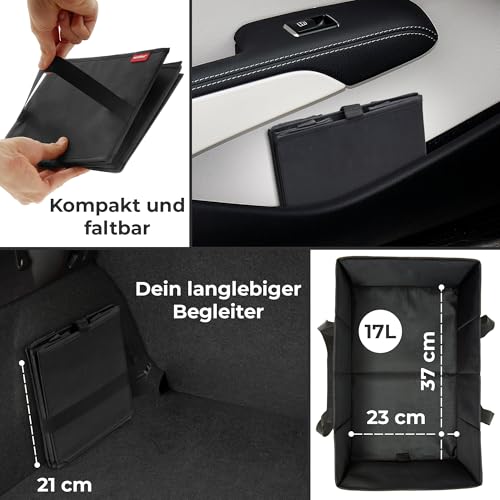achilles Einkaufstasche faltbar, Smart-Box zum Einkaufen, Tragetasche, Aufbewahrungs-Organizer, Picknickkorb, Transportkiste, Tragekorb, Wieder verwendbare Einkaufsbox, schwarz, 37 cm x 23 cm x 21 cm