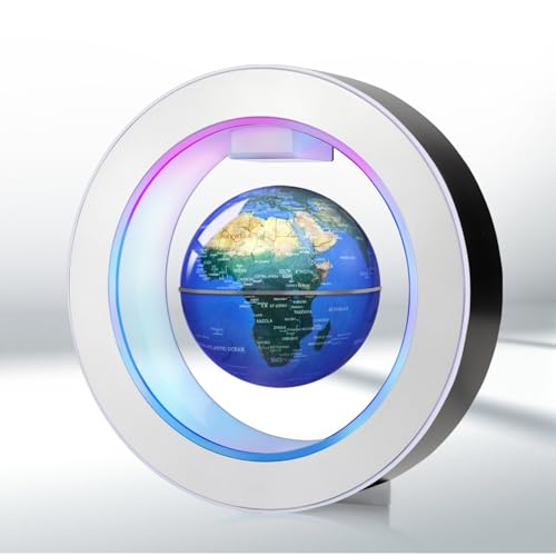 Poojaed Globo Magnético Flotante Con Luces LED, Gadget en Forma de C para Decoración de Escritorio, Regalo Impresionante para Hombres, Mujeres, Padres, Maridos (10cm)
