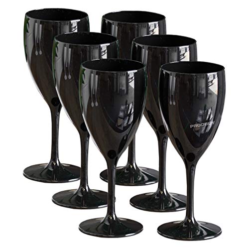  ProdBuy Limited - Juego de 6 copas negras de policarbonato, 35 cl