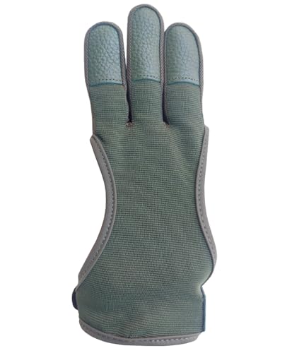 Hunt & Seek Three Finger Four-Way Fabric Archery Shooting Glove for Recurve & Compound Bow – Protective Finger Tab Accessories (Green, Medium)