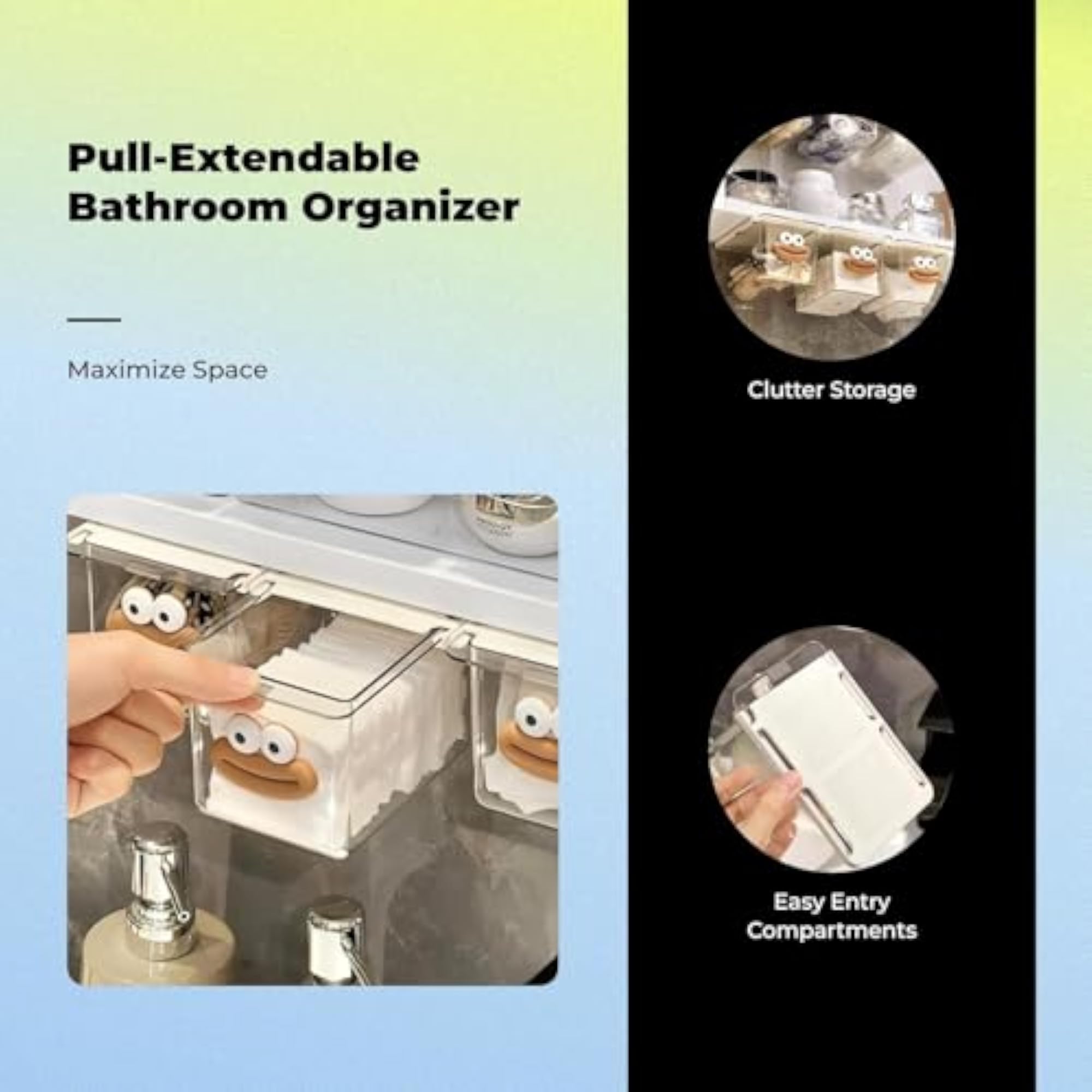 No Drill Stackable Bathroom Organizer Makeup Holder 3pcs