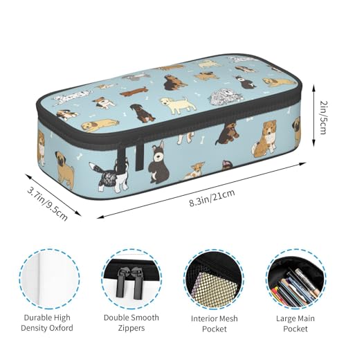 Image of Cute Puppy Dog Pencil Case Aesthetic Large Capacity Pen Pouch | Storage Bag with Compartments for Travel School Office Organizer