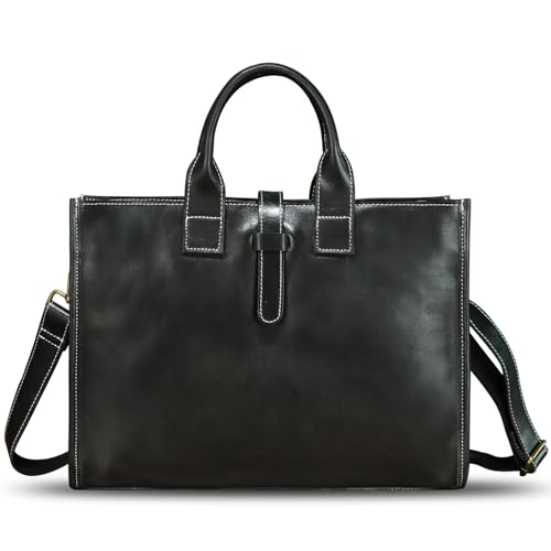 Sacoche fine en cuir véritable vintage pour ordinateur portable professionnel et bandoulière
