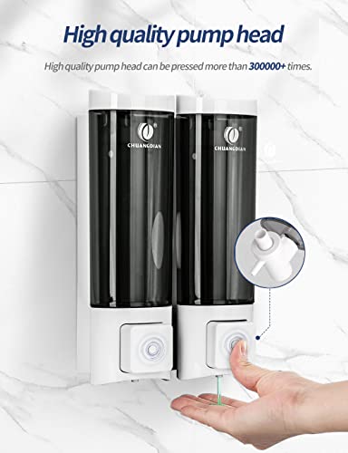 Double 200ML Soap Dispenser Bathroom Wall Mounted Shower Gel Shampoo and Conditioner Dispenser Kitchen Dish Detergent Container Hand Body Wash Liquid Soap Dispenser for Home Hotel Restaurant - Image 4