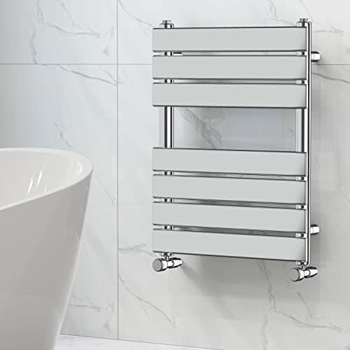 NRG Bathroom Flat Panel Heated Towel Rail Radiator Modern Central Heating Warmer Wall Mounted Ladder Rad 650×400mm Black