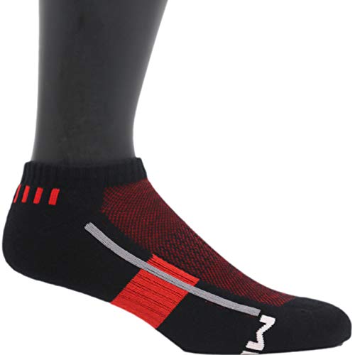 MOXY Socks Black with Red and Gray No-Show Performance Socks