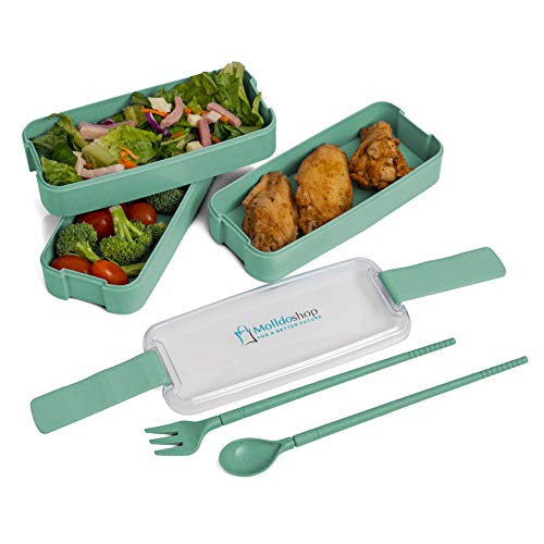 image for Japanese Bento Lunch Box, 3-in-1 Compartment For Adults And Kids, Eco 