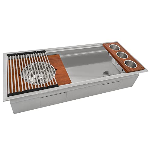 Image of Ruvati 45-inch Drop-in Workstation Kitchen Sink - 16 Gauge Topmount Stainless Steel Kitchen SInk with Two-Tiered Ledges & Accessories - RVH8433