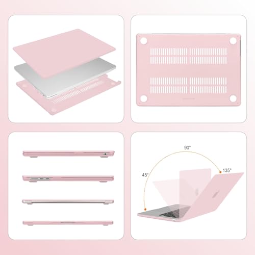 Image of Dyazo Slim Laptop Case Compatible for (2022-2026) MacBook Air 13.6 Inch M2 M3 M4 M5 A2681 A3113 A3240 A3449 | Protective Hard Shell Laptop Cover with Touch ID, Scratch Resistant & Glossy Finish (Pink)