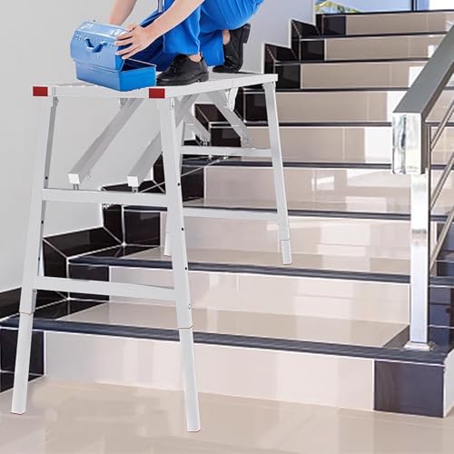 Andamio Plegable, Escalera de Plataforma Ajustable de 1,2 a 1,8 m para Uso en Exteriores e Interiores, andamio telescópico con pasadores, Juego Completo de Andamios de construcción (160 x 29