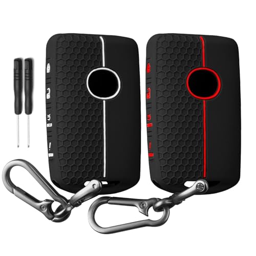 Image of QBUC 2PCS for Mazda Silicone Rubber Key Fob Cover with Keychain (4 Buttons)