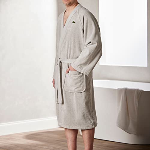 Image of Lacoste Classic Pique Cotton Terry Bath Robe, Unisex, One Size,