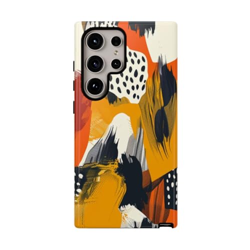 Coque Samsung S24 Ultra orange rigide contre les chocs motif abstrait coloré