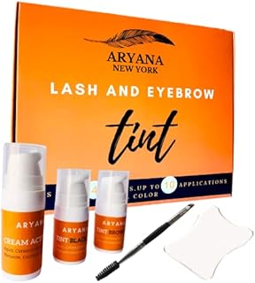 ARYANA NEW YORK | Eyelash and Eyebrow Color Kit | Brown and Black hair color kit for Lash and Brow | Eyebrow Lamination Kit and Lash Lift Perfect Match Coloring | 2 in 1 Professional Cream Hair Color Vegan and Up to 10 Applications (Black Brown)