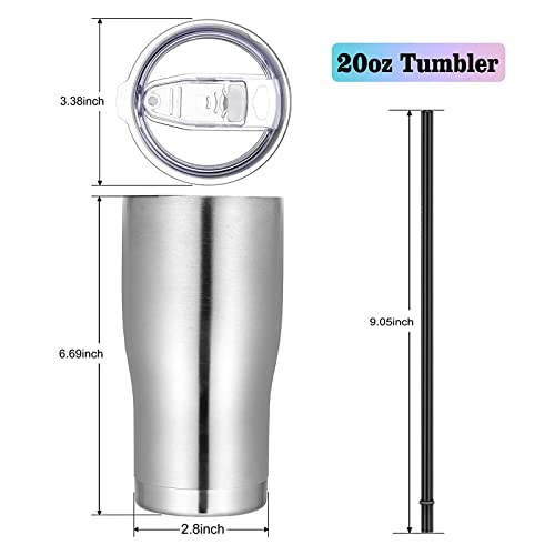Image of VEGOND 20oz Tumbler Stainless Steel Tumbler Cup with Lid And Straw Vacuum Insulated Double Wall Travel Coffee Mug(Stainless 6 Pack)