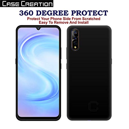 Image of Case Creation for VivoS1 2019 Back case, Vivo S1 Slim Flexible Smart Look case with 360 Camera All Angle Protection (Pure Black)