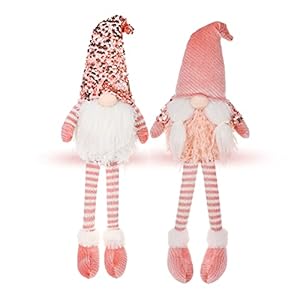 HMASYO Handmade Christmas Swedish Gnome Gifts, Scandinavian Tomte Santa Nisse Nordic Figurine Plush Doll Table Ornament for Christmas Decorations Fantasy Pink