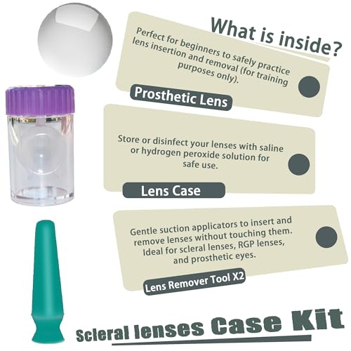 Contact Lens Inserter & Remover Kit, 1 Lens Soaking Case(Only for 1 Len) +2 Ventless Suction Tools+1 Practice Lens, For Scleral Lenses/ Prosthetic Eyes Beginner Friendly Scleral Cup Large Lens Handler - Thumbnail 2