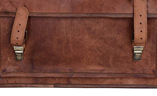 Komal's Passion Leather Leather Briefcase For Men And Women 18 Inch Handmade Leather Messenger Bag For Laptop Best Computer Satchel School Distressed Bag (Single Pocket) #TOP1