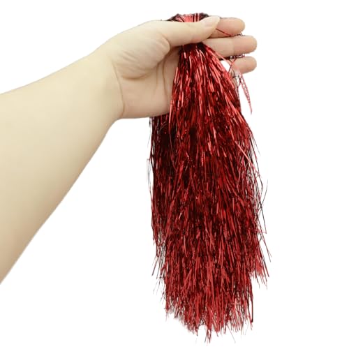 3000 Strands Christmas Tinsel Strands,50cm/19.7in Aluminum Foil Tassel Extra Long Thin Fringe Tinsel Xmas Streamers String Hanging Ceiling Decoration,for Christmas Tree Garlands Decorations (Red)