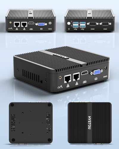 Image of HYSTOU Mini PC Fanless Industrial: 8GB Ram DDR4 256GB SSD Micro Computer Celeron J4125 Dual LAN Mini Desktop PC Windows 10 Pro with Dual Band WiFi Bluetooth