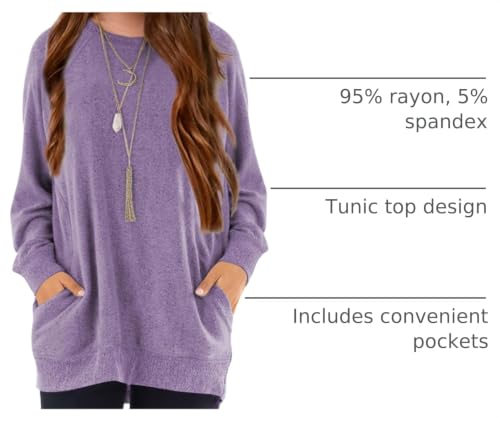 Image of Girls Shirts for 6-13 Years Long Sleeve Crewneck Tops with Pockets