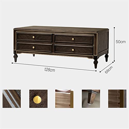 Beistelltisch, rechteckiger Couchtisch, 127 cm, luxuriöser Couchtisch aus Holz mit 4 Schubladen – Bild 4