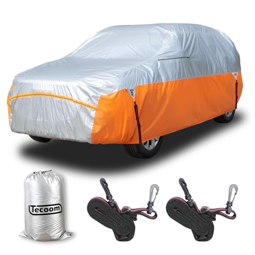 Image of Tecoom Car Cover Waterproof All Weather for 170 inch-190 inch SUV, Universal Full Exterior Covers Fit for Toyota CHR Ford Mustang Honda CRV Tesla Model Y Large Winter Car Covers Snow Sun UV Scratch Protection